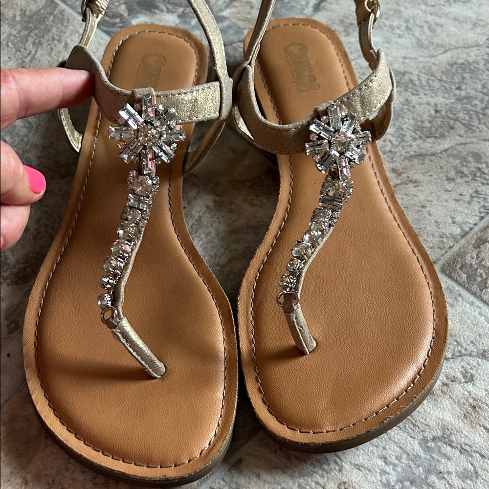 Carlos by Carlos Santana Metallic Sandals with Rhinestone Detail
